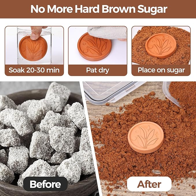 ComSaf Brown Sugar Container Set of 2 (2.5L/84Oz), Airtight Food Storage Containers with Lids and Terra Cotta Brown Sugar Saver, Plastic Canisters Sets for Kitchen, Pantry Organizers for Flour, Baking