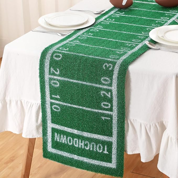 Football Table Runner Artificial Grass Decoration 16 x 59 Inch Grass Touchdown Game Days Table Centerpieces Decor for Football Party Favors Kitchen Dining Home