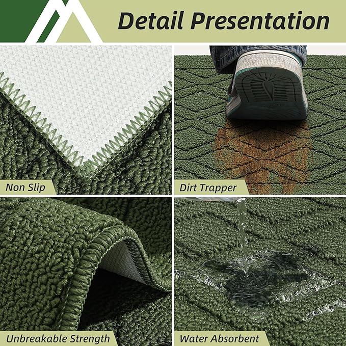 COSY HOMEER-Kitchen-Rugs-and-Mats 20"x30" Non Slip Kitchen Mats for Floor Absorbent Kitchen Rug Washable Kitchen Standing Floor Mat for Sink Mat,Throw Rug,Entry,Laundry,Green