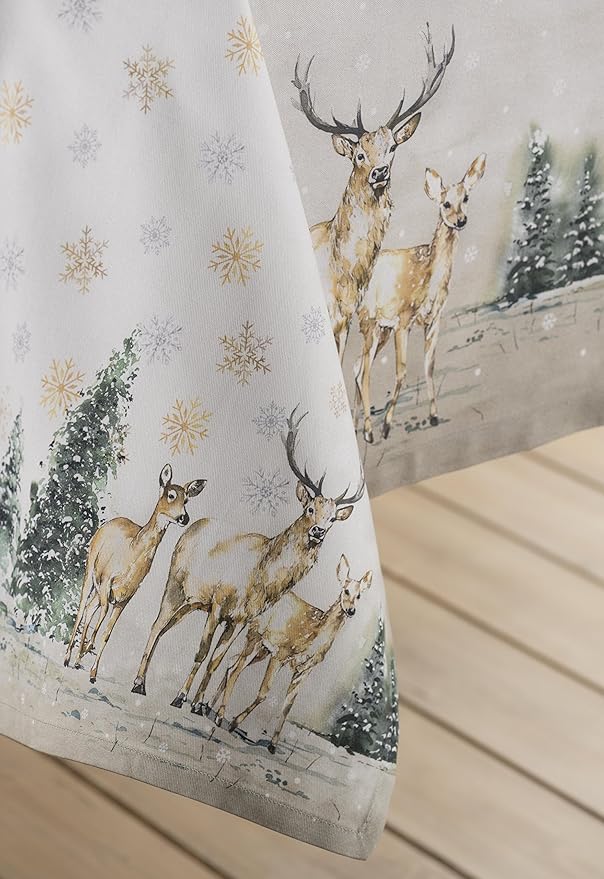 Maison d' Hermine Cloth Napkins Set of 4 100% Cotton Everyday Reusable Square Napkins Cloth Washable, Dinner, Party, Wedding, Restaurant (Deer in The Woods, 20" x 20")