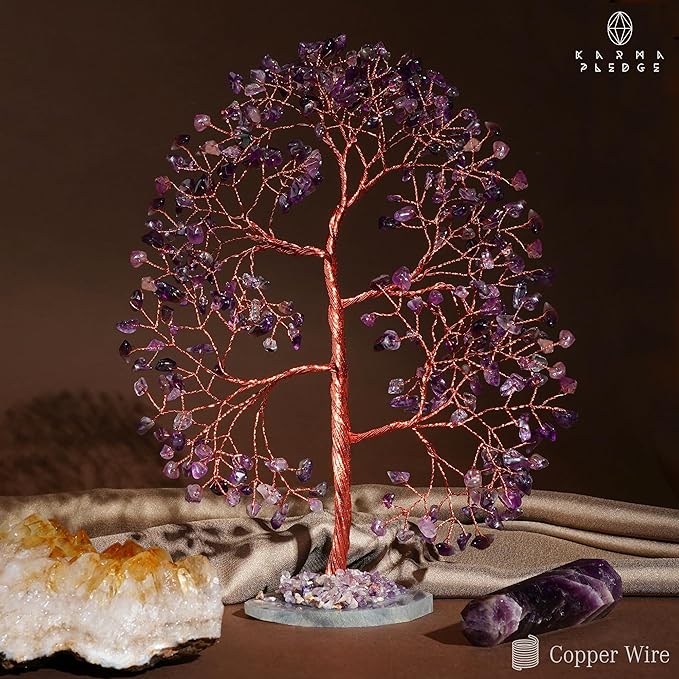 Crystal Trees for Home and Office Decoration, Amethyst Chakra Healing Crystals Feng Shui Handmade Trees for Positive Energy, Money, Good Luck, Christmas Decor, Birthday Gifts for Women, Mom