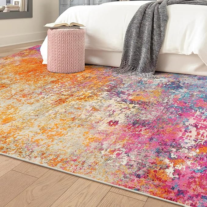 Lahome Modern Abstract Washable 5x7 Area Rugs for Living Room, Colorful Soft Bedroom Rug Low Pile Non Slip,Stain Resistance Dining Room Carpet for Nursery Office Entrance Home Office Decor