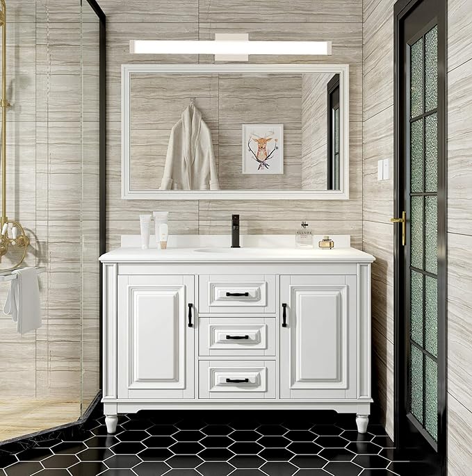 Bathroom Vanity Light Brushed Nickel Square LED 33.5inch 18W 4000K Natural White Light Wall Bar Lighting Fixtures Over Mirror