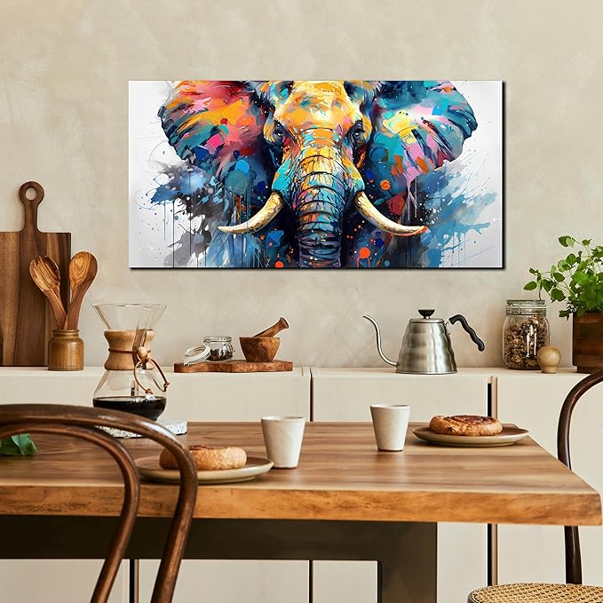 ZHAOSHOP Elephant Pictures Wall Decor for Living Room - Blue Wall Decor for Office - Boys Bedroom Wall Decor Size 20" x 40"