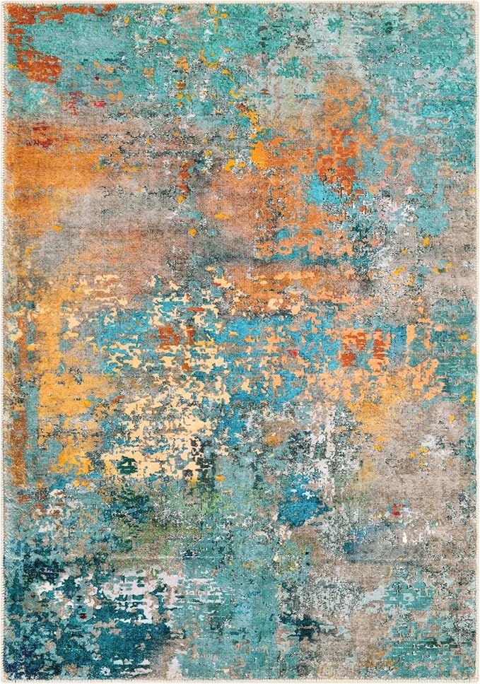 Lahome Modern Abstract Area Rugs 5x7, Large Washable Rugs for Living Room Bedroom Non Slip, Colorful Indoor Floor Carpet for Dining Room Apartment Dorm Kids Nursery Home Decor