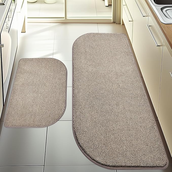 Washable Kitchen Rugs Set of 2 (24" x 35.5" + 24" x 59"), Non Slip Kitchen Mats for Floor, Absorbent Indoor Entryway Runner Rugs for Laundry, Bathroom, Door, Bedroom (Roll Packing)