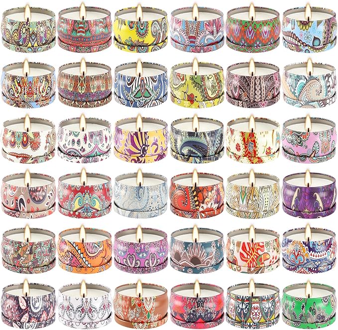 Scented Candles Gifts Set of 36 β 2.5oz Aromatherapy Travel Tin Candles, Relaxing Fragrances for Home, Spa, Gifts for Family, Friends, Teachers, Thank You Presents (Assorted Scents).