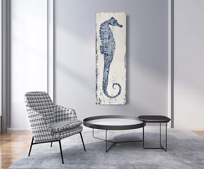 Yihui Arts Ocean Life Theme Bathroom Decor Mediterranean Style Home Canvas Wall Art Watercolor Painting Beach Marine Sea Animal Seahorse Print Framed Stretched Pictures