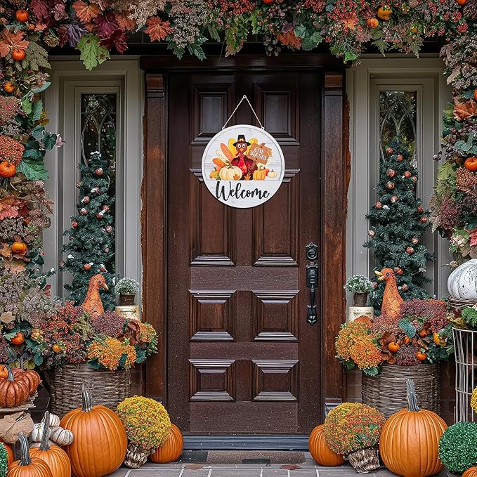 Welcome Sign for Front Door: 13pcs Interchangeable Fall Decor - Housewarming Gifts for New Home Seasonal Wreaths Outdoor Holiday All Season Decorations