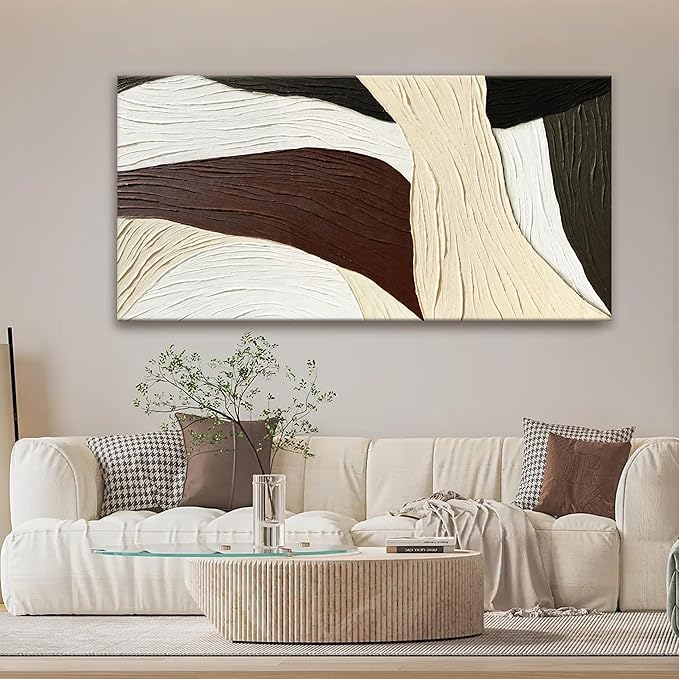 Tsomzxng Abstract Wall Art Brown line Art Prints Multicolor Geometric line block Canvas Art Wall Decor Painting Modern Artwork Decorations For Living Room Bedroom Kitchen 24x48 In