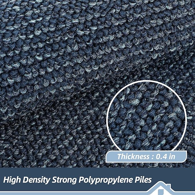 BEQHAUSE Kitchen Rugs and Mats Set of 2 Non-Slip Kitchen Mats for Floor, Absorbent and Stain Resistant Kitchen Runner, Machine Washable Rugs for Kitchen, Laundry & Sink, 20"x32"+20"x48", Blue