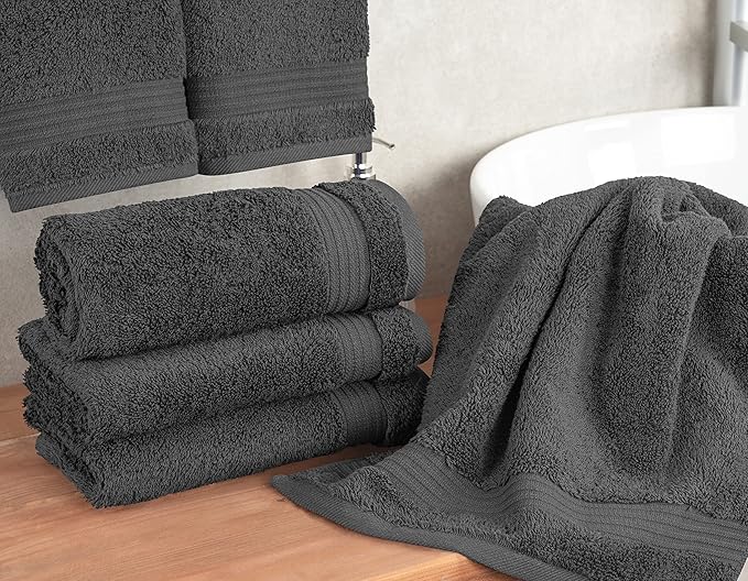 Cotton Paradise Hand Towels for Bathroom, 100% Cotton Turkish 4 Piece Hand Towel Set, Soft Absorbent Face Towels, Dark Gray Hand Towels