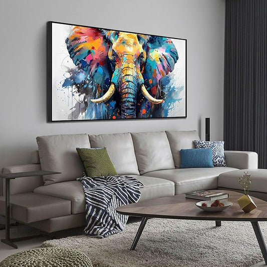 ZHAOSHOP Elephant Canvas Wall Art for Living Room - Large Colorful Wall Art for Office - Big Picture Frames for Wall Size 29" x 59"