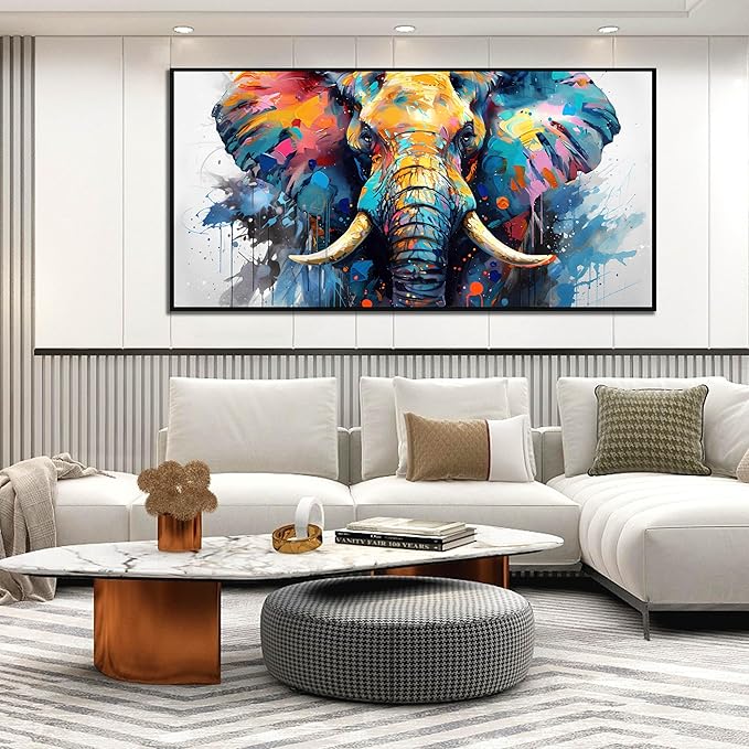 ZHAOSHOP Elephant Canvas Wall Art for Living Room - Large Colorful Wall Art for Office - Big Picture Frames for Wall Size 29" x 59"