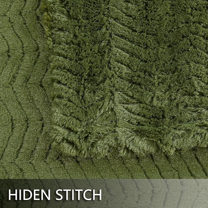 YUSOKI Luxury Faux Fur Twin XL Blanket for Twin XL Bed 2 Layers,5.2lb,All Ages,Home Decoration Without Pillows(Olive Green,63"x90")