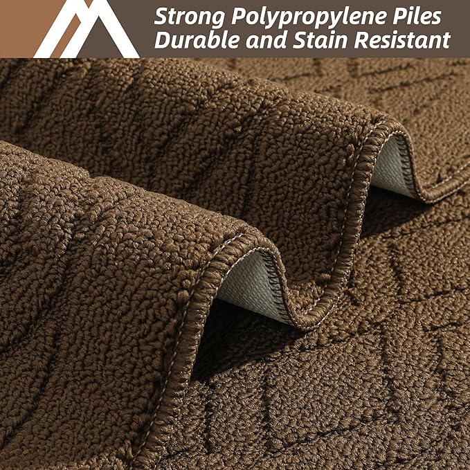 COSY HOMEER-Kitchen-Rugs-and-Mats 20"x48" Non Slip Kitchen Mats for Floor Absorbent Washable Kitchen Runner Standing Floor Mat for Sink Mat,Entry,Laundry,Polypropylene,Brown