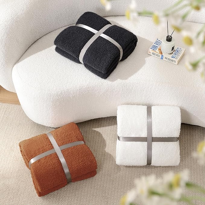 Knit Throw Blanket Super Soft Warm Blanket for Couch Lightweight Fluffy Blanket for Bed Sofa 50x60 Inches Rust