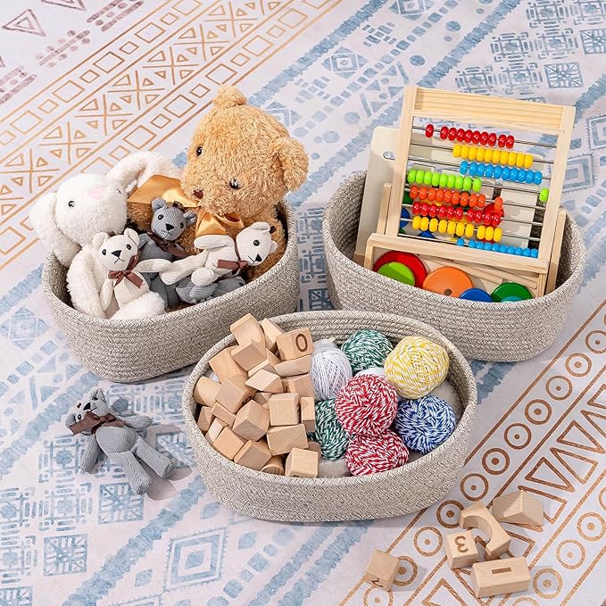 CubesLand Small Storage Baskets for Shelf,Cube Organizer Basket Bin,Woven Baskets for Shelves,Soft Toys Storage Basket,Baby Nursery Basket Bin,Home Decor 12 x 8 x 5.11 inches Light Brown