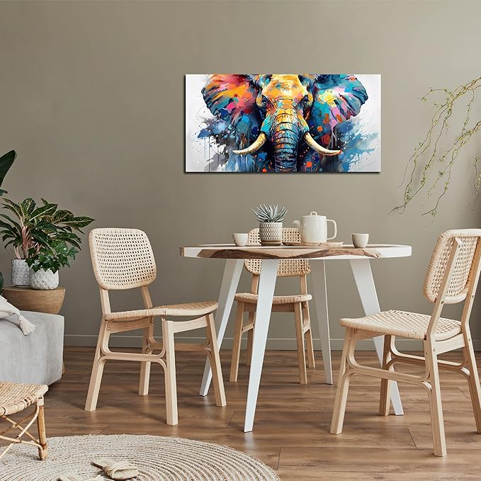 ZHAOSHOP Elephant Pictures Wall Decor for Living Room - Blue Wall Decor for Office - Boys Bedroom Wall Decor Size 20" x 40"