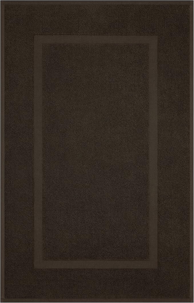 Cotton Paradise 100% Cotton Bath Mats for Bathroom Floor Set of 2 Pack, 20x34 Soft Absorbent Washable Quick Dry Tub Bathmat, Brown Towel Bath Mat
