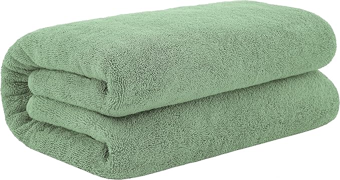 Cotton Paradise 100% Cotton 40x80 Oversized Bath Sheet, Extra Large Turkish Bath Towels for Bathroom, Sage Green Bathsheet