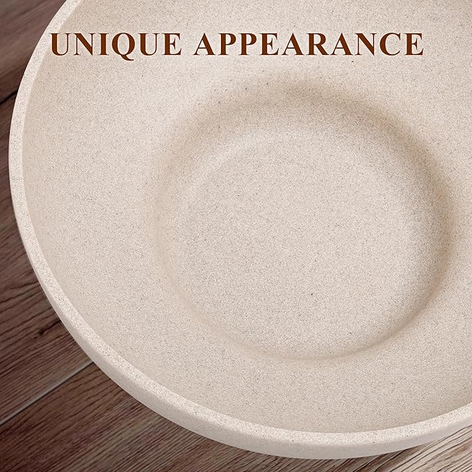 Large Decorative Bowl, Modern Handicraft Resin Bowls for Home Decor, Decorative Fruit Bowl for Kitchen Counter, Stylish Key Bowl for Entry Table, Artificial Stone Resin Beige