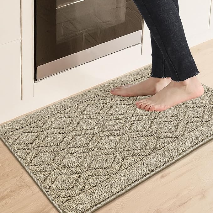 COSY HOMEER-Kitchen-Rugs-and-Mats 20"x30" Non Slip Kitchen Mats for Floor Absorbent Kitchen Rug Washable Kitchen Standing Floor Mat for Sink Mat,Throw Rug,Entry,Laundry,Beige