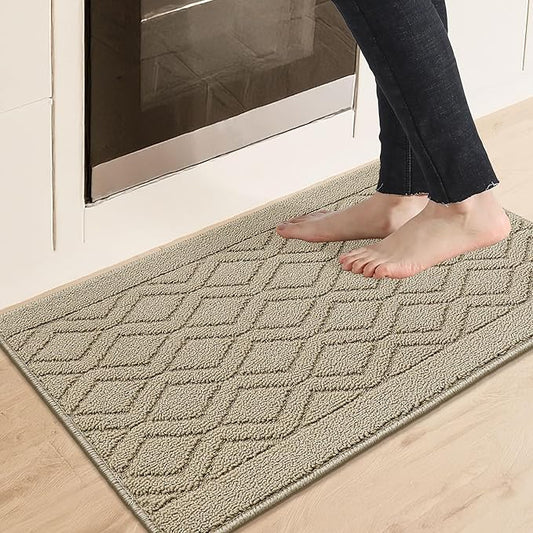 COSY HOMEER-Kitchen-Rugs-and-Mats 20"x30" Non Slip Kitchen Mats for Floor Absorbent Kitchen Rug Washable Kitchen Standing Floor Mat for Sink Mat,Throw Rug,Entry,Laundry,Beige