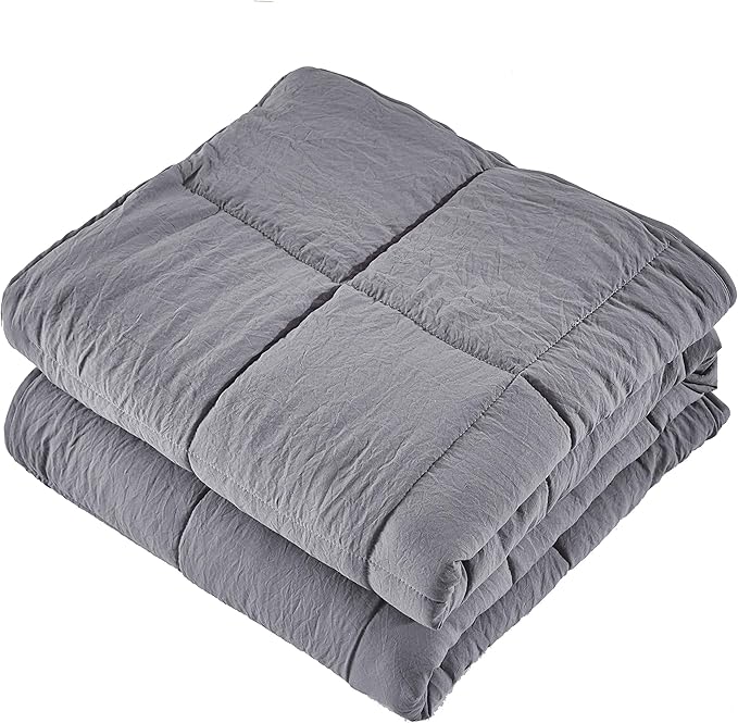 HIG 3pc Prewashed All Season Down Alternative Comforter Duvet Insert -Quilted Comforter with Corner Tabs -Box Stitched -250GSM Fiberfill Chic Farmhouse Style Bedding(Salomon,Queen,Gray)