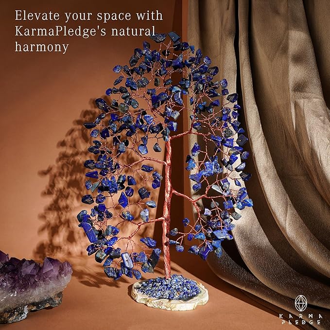 Crystal Trees for Home and Office Decoration, Lapis Lazuli Chakra Healing Crystals Feng Shui Handmade Trees for Positive Energy, Money, Good Luck, Christmas Decor, Birthday Gifts for Women, Mom