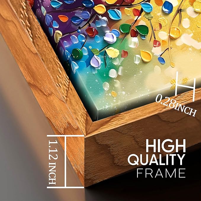 ZHAOSHOP Tree Wall Pictures for Living Room - Colorful Canvas Wall Art for Office - Wooden Framed Ready to Hang Size 24" x 48"