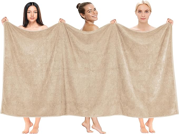 Cotton Paradise 100% Cotton 40x80 Oversized Bath Sheet, Extra Large Turkish Bath Towels for Bathroom, Beige Bathsheet