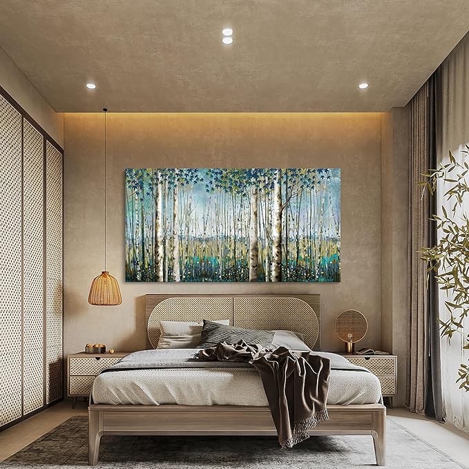 Large Wall Art for Living Room Landscape Birch Tree Wall Art Nature Canvas Wall Decor Wall Pictures for Bedroom Forest Painting Artwork for Bedroom Dining Room Wall Art Farmhouse Wall Decor 29×58IN