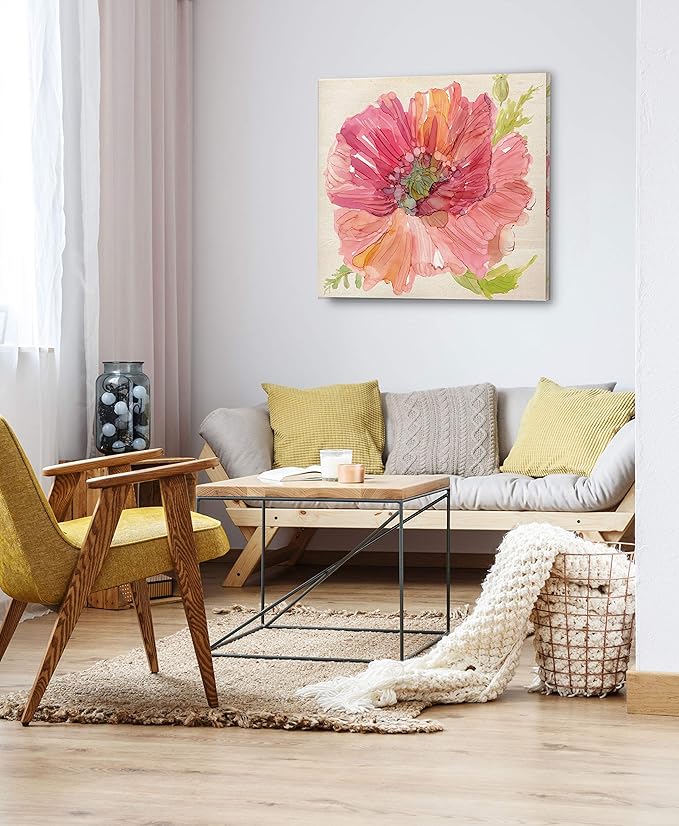 Wexford Home Botanical Poppy Gallery Wrapped Canvas Wall Art, 24x24