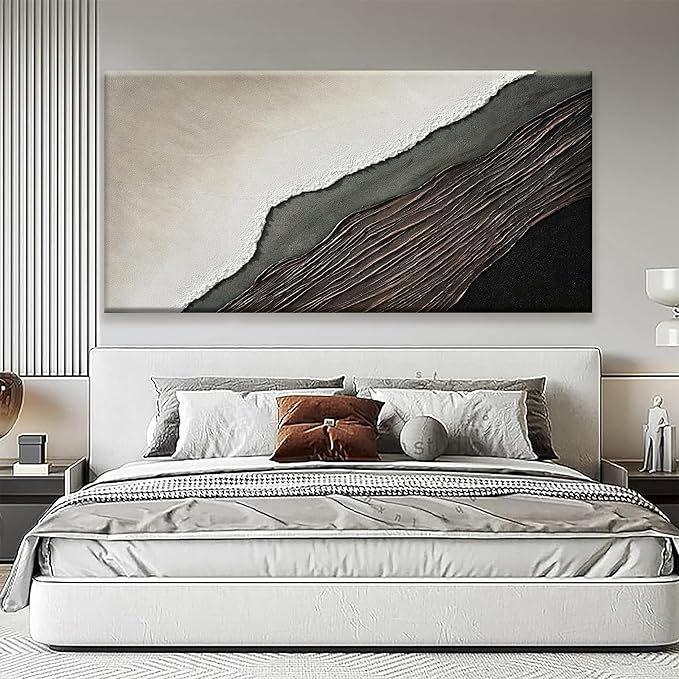 Tsomzxng Large Abstract Wall Art For Living Room Decor Black Brown Wall Art Painting Prints Minimalist Abstract Art Modern Canvas Art Wall Decor For Bedroom Kitchen Office Artwork 29"×58"