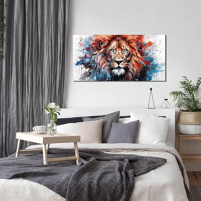 ZHAOSHOP Lion Pictures Wall Decor for Living Room - Colorful Wall Art for Office - Teen Room Decor Ready to Hang Size 20" x 40"
