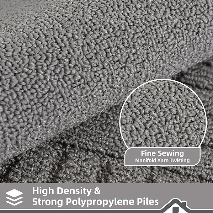 BEQHAUSE-Kitchen-Rugs-Washable-Kitchen-Mats-for- Floor Non-Slip Kitchen Mat Set of 2 Absorbent Kitchen Runner with TPR Non Skid Backing,Grey,20x30inch/20x48inch