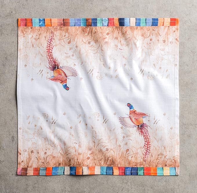 Maison d' Hermine Cloth Napkins Set of 4 100% Cotton Everyday Reusable Square Napkins Cloth Washable, Dinner, Party, Wedding, Restaurant (Faisan D'Automne, 20" x 20")