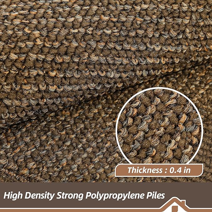 BEQHAUSE Kitchen Rugs and Mats Set of 2 Non-Slip Kitchen Mats for Floor, Absorbent and Stain Resistant Kitchen Runner, Machine Washable Rugs for Kitchen, Laundry & Sink, 20"x32"+20"x48", Brown