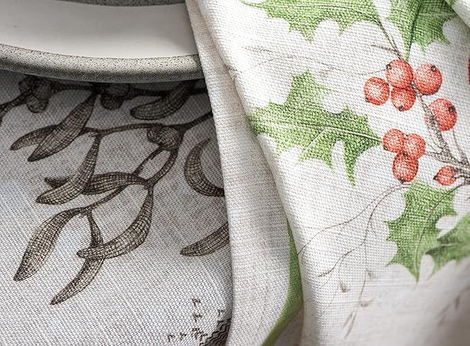 Maison d' Hermine Cloth Napkins Set of 4 100% Cotton Everyday Reusable Square Napkins Cloth Washable, Dinner, Party, Wedding, Restaurant (Christmas Dew, 20" x 20")