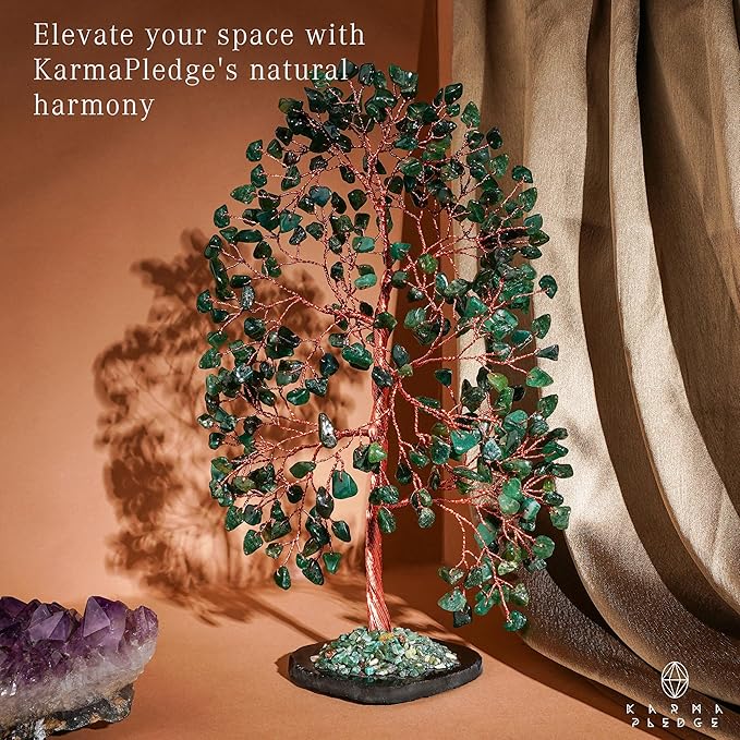 Crystal Trees for Home and Office Decoration, Green Aventurine Chakra Healing Crystals Feng Shui Handmade Trees for Positive Energy, Money, Good Luck, Christmas Decor, Birthday Gifts for Women, Mom