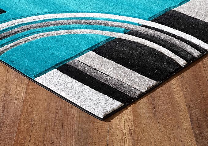 GLORY RUGS Area Rug Modern Soft Hand Carved Contemporary Floor Carpet with Premium Fluffy Texture for Indoor Living Dining Room and Bedroom Area (Turquoise, 8'x10')