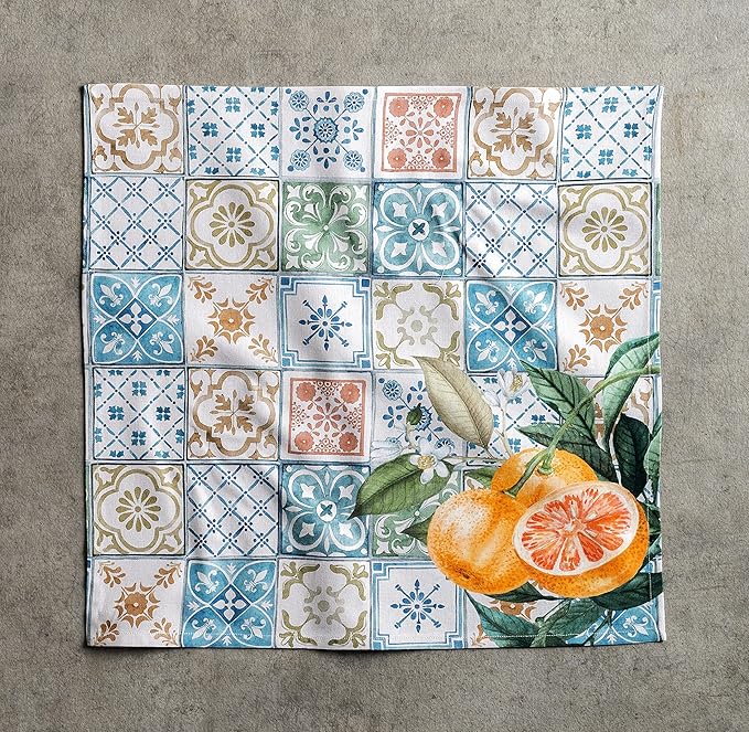 Maison d' Hermine Cloth Napkins Set of 4 100% Cotton Everyday Reusable Square Napkins Cloth Washable, Dinner, Party, Wedding, Restaurant, Spring/Summer (Agrume, 20" x 20")