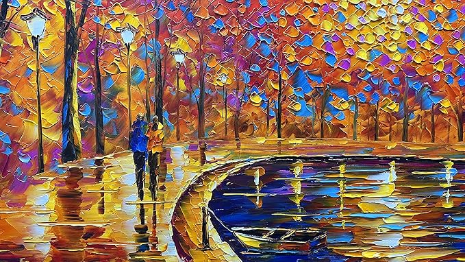 Tyed Art- Contemporary Art Landscape impressionist Oil Painting On Canvas Abstract Textured Tree artwork Painting Home Office Decorations Canvas Wall Art Painting Ready to hang 24x48inch