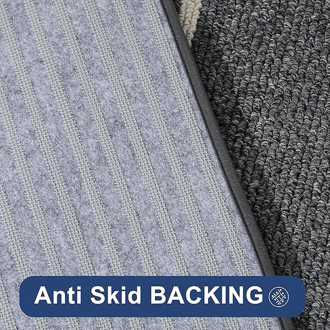 COSY HOMEER Kitchen Rugs Non-Slip 20x30/20x48 Inch Thick Polypropylene Standing Mat for Home Machine Washable, Black Frame