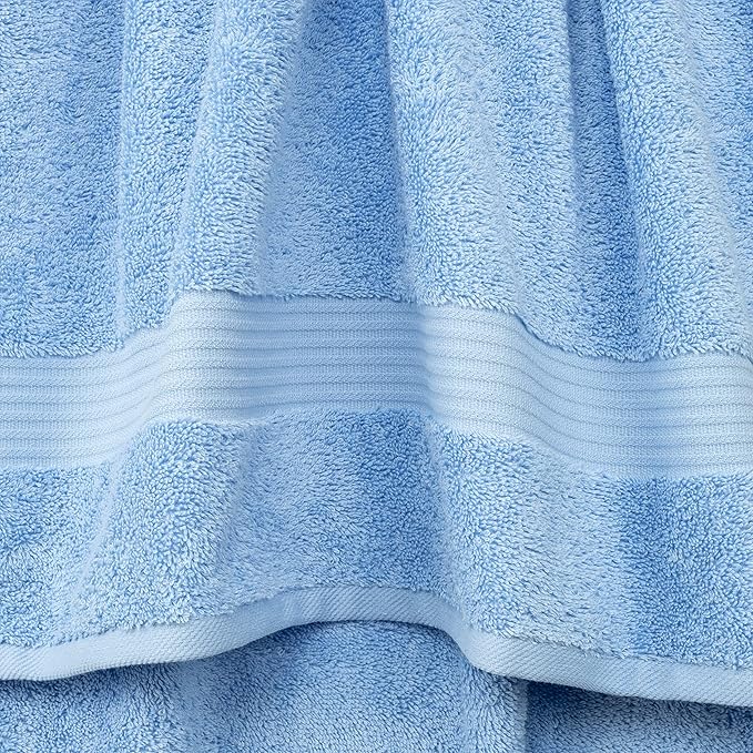 Cotton Paradise 4 Piece Turkish Bath Towels for Bathroom, 100% Cotton Extra Large Soft Plush Towels Bathroom Set, Sky Blue