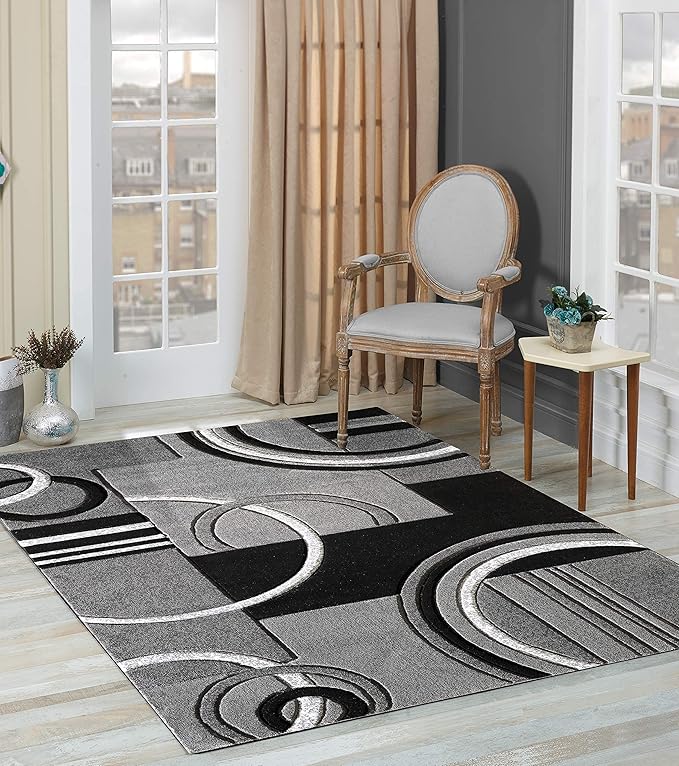 GLORY RUGS Area Rug 2x3 Door Mat Grey Geometric Soft Floor Carpet with Premium Fluffy Texture for Indoor Living Dining Room and Bedroom Area