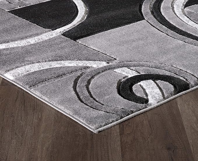 GLORY RUGS Area Rug Modern 2x7 Grey Soft Hand Carved Contemporary Floor Carpet with Premium Fluffy Texture for Indoor Living Dining Room and Bedroom Area