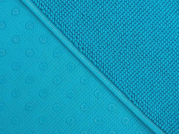 Cotton Paradise 100% Cotton Non Slip Bath Mats for Bathroom, 20x34 inch Soft Absorbent Quick Dry Machine Washable Floor Bath Mat, Aqua Blue Bath Rug