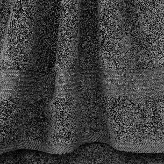 Cotton Paradise 100% Cotton Turkish Washcloth Set for Bathroom, 4 Piece Soft Absorbent Small Hand Face Towels Wash Rags, Dark Gray